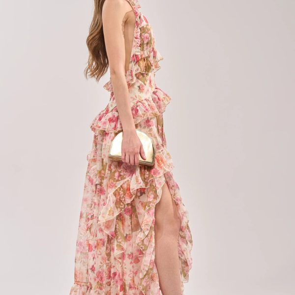 Summer Stroll Floral Chiffon Maxi Dress – Elegant Ruffle Sleeveless Dress (3)